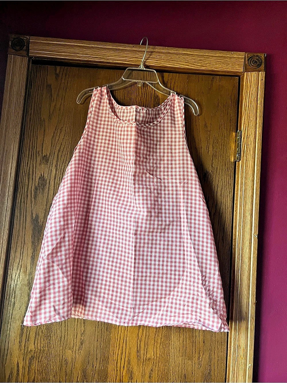 Gingham Tank Top in Pink & White Size XL, C18